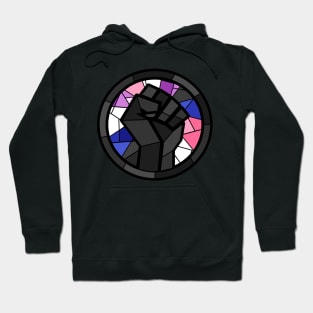 BLM Stained Glass Fist (Genderfluid) Hoodie